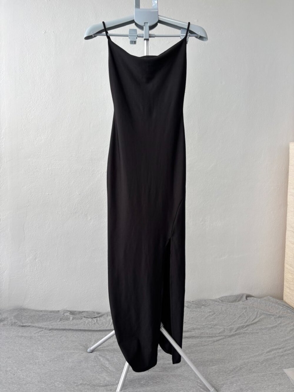 Popular 21 Black Cowl Neck Spaghetti Strap Side Slit Maxi Dress Small S